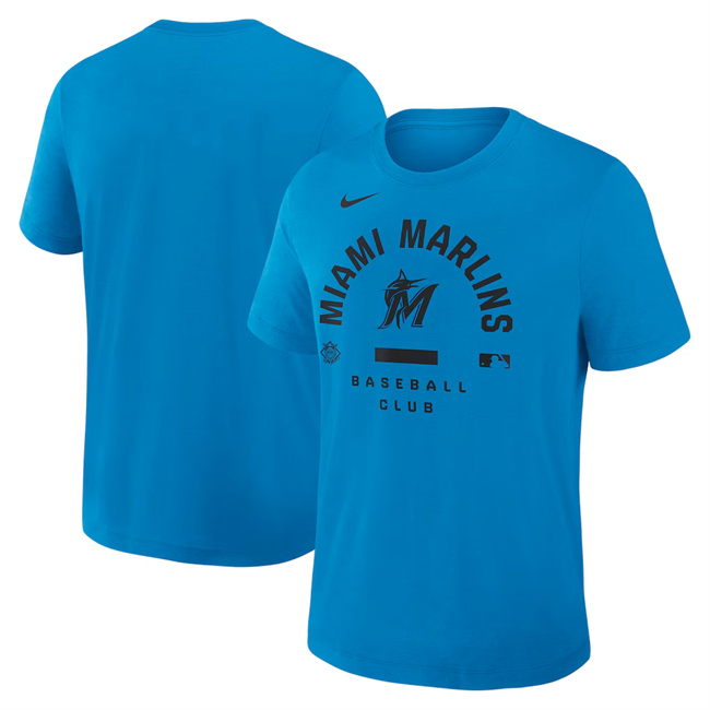 Men's Blue Miami Marlins Collection Early Work Tri-Blend Dri-FIT T-Shirt